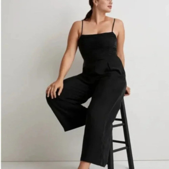 Madewell Ruched Crop Straight-Leg Jumpsuit - Picture 1 of 11